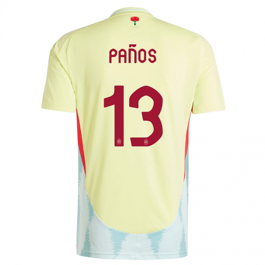 Women Football Spain Sandra Panos #13 Yellow Away Jersey 24-26 T-Shirt