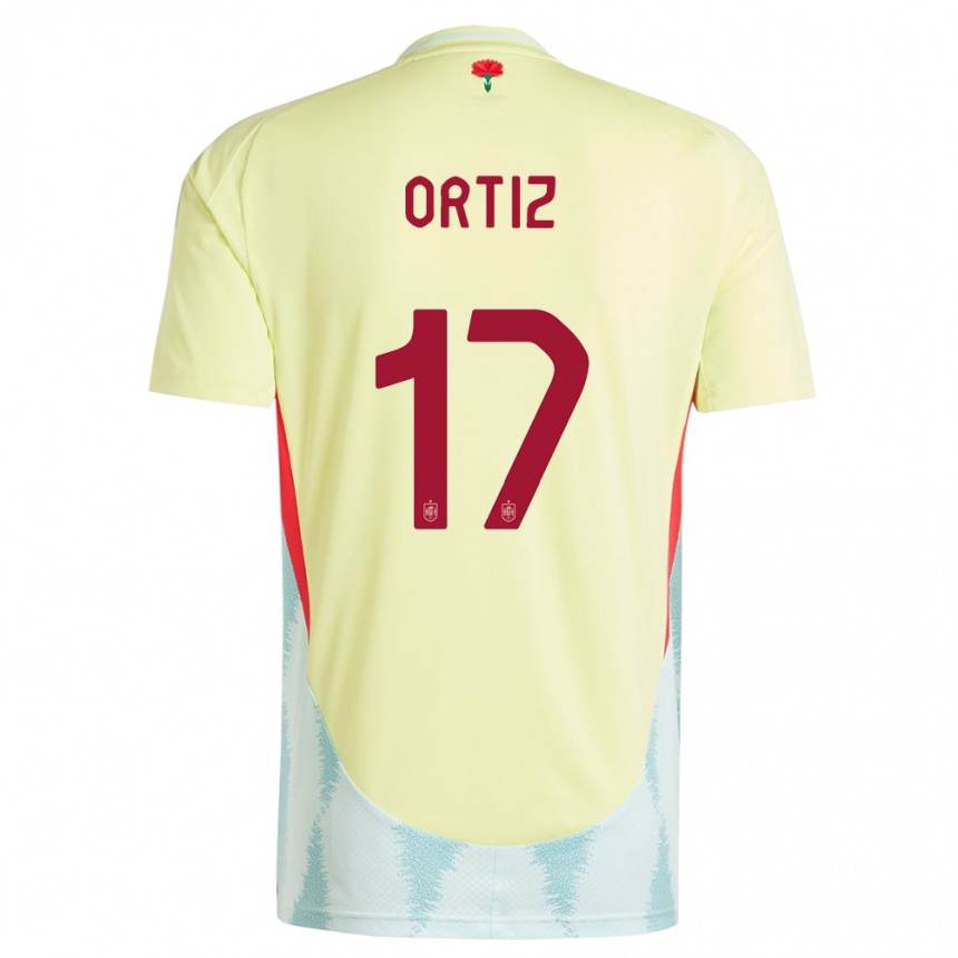 Women Football Spain Angel Ortiz #17 Yellow Away Jersey 24-26 T-Shirt
