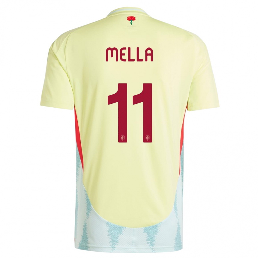 Women Football Spain David Mella #11 Yellow Away Jersey 24-26 T-Shirt