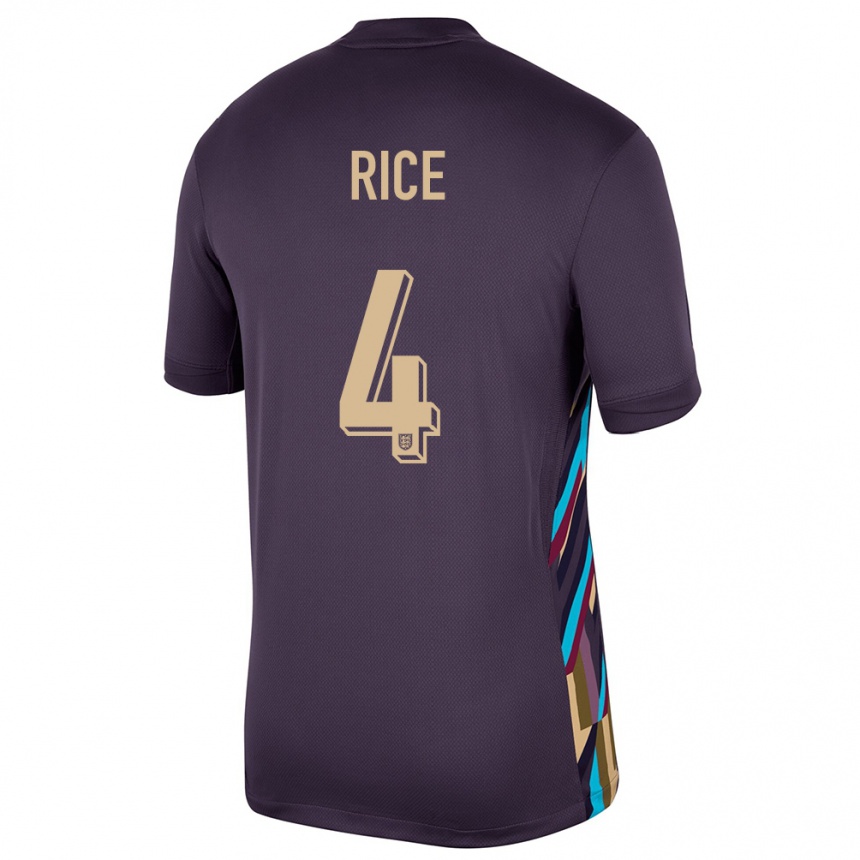 Women Football England Declan Rice #4 Dark Raisin Away Jersey 24-26 T-Shirt