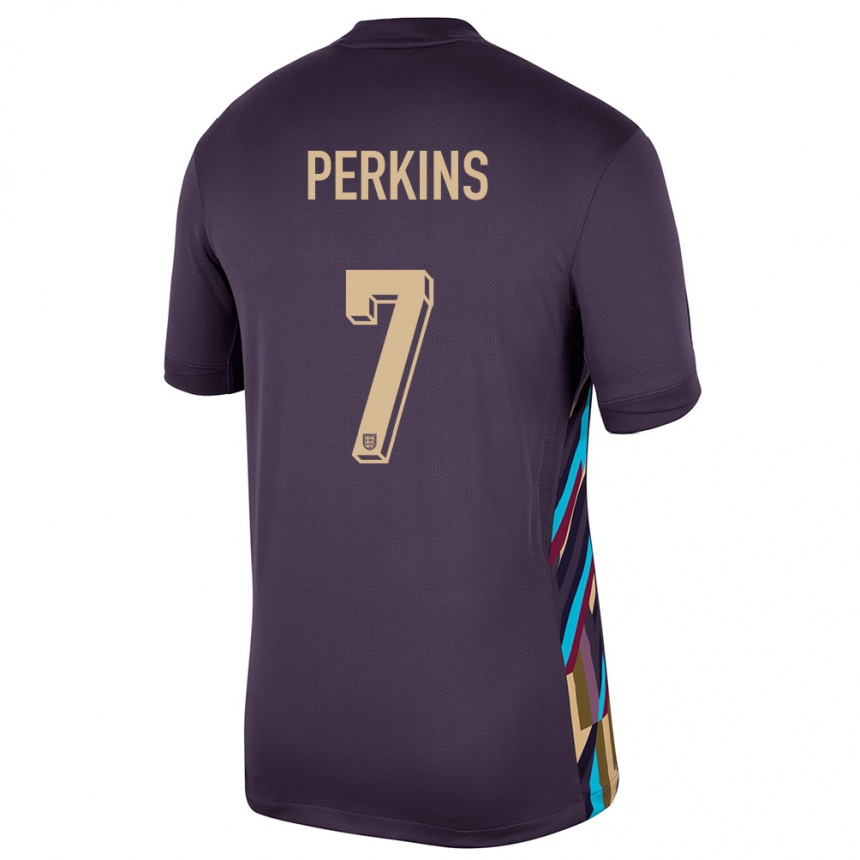 Women Football England Sonny Perkins #7 Dark Raisin Away Jersey 24-26 T-Shirt