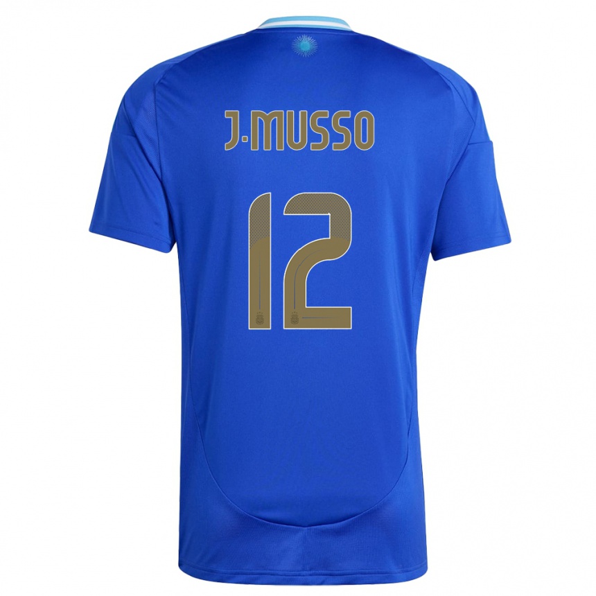 Women Football Argentina Juan Musso #12 Blue Away Jersey 24-26 T-Shirt