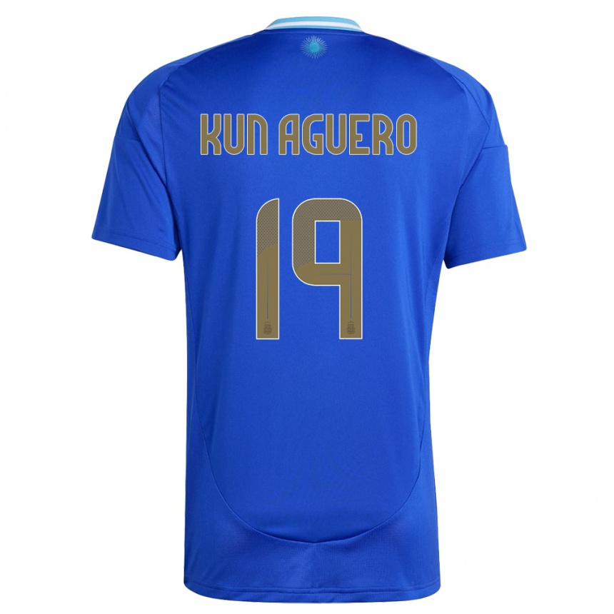 Women Football Argentina Sergio Aguero #19 Blue Away Jersey 24-26 T-Shirt