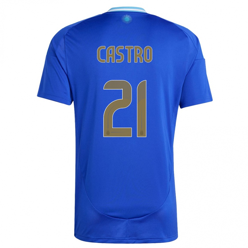 Women Football Argentina Santiago Castro #21 Blue Away Jersey 24-26 T-Shirt