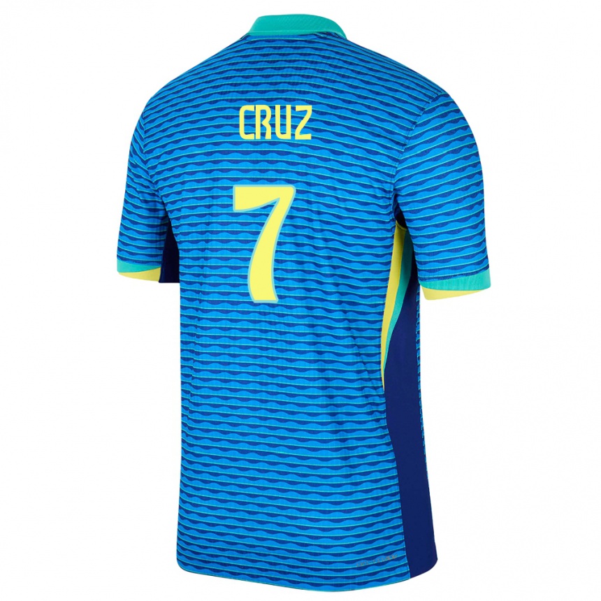 Women Football Brazil Joao Cruz #7 Blue Away Jersey 24-26 T-Shirt