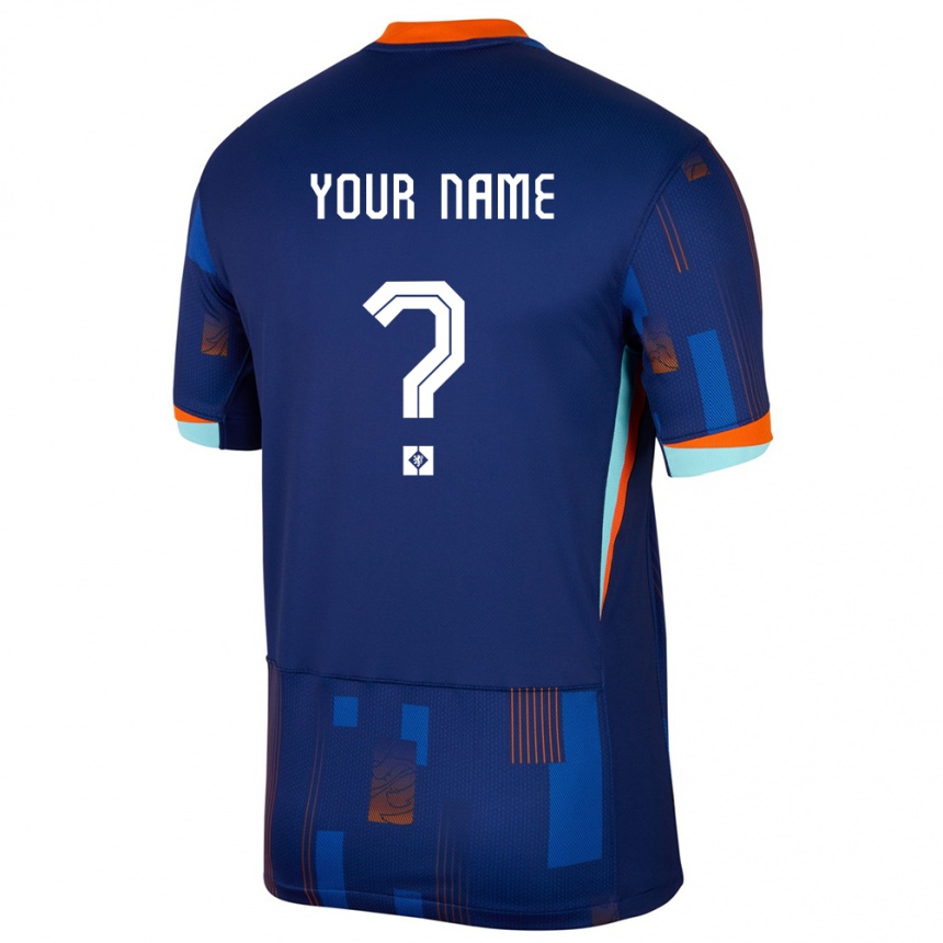 Women Football Netherlands Your Name #0 Blue Away Jersey 24-26 T-Shirt