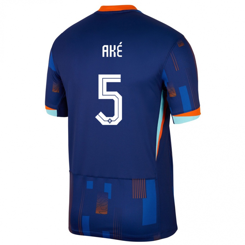 Women Football Netherlands Nathan Ake #5 Blue Away Jersey 24-26 T-Shirt