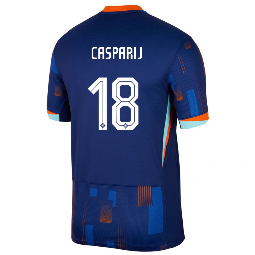 Women Football Netherlands Kerstin Casparij #18 Blue Away Jersey 24-26 T-Shirt
