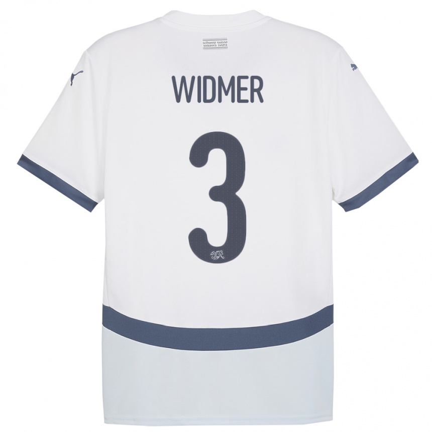 Women Football Switzerland Silvan Widmer #3 White Away Jersey 24-26 T-Shirt