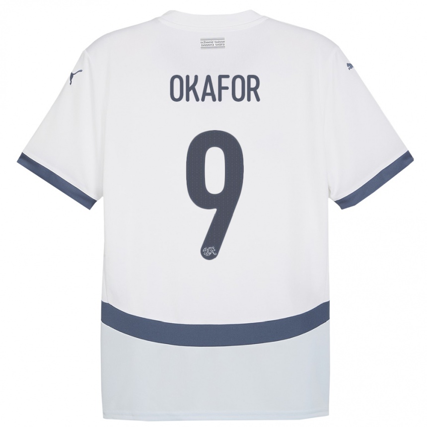 Women Football Switzerland Noah Okafor #9 White Away Jersey 24-26 T-Shirt