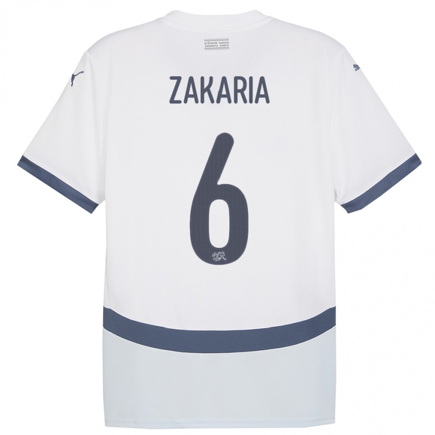 Women Football Switzerland Denis Zakaria #6 White Away Jersey 24-26 T-Shirt