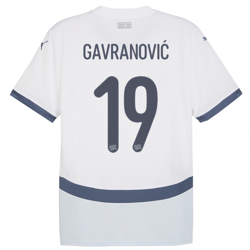 Women Football Switzerland Mario Gavranovic #19 White Away Jersey 24-26 T-Shirt