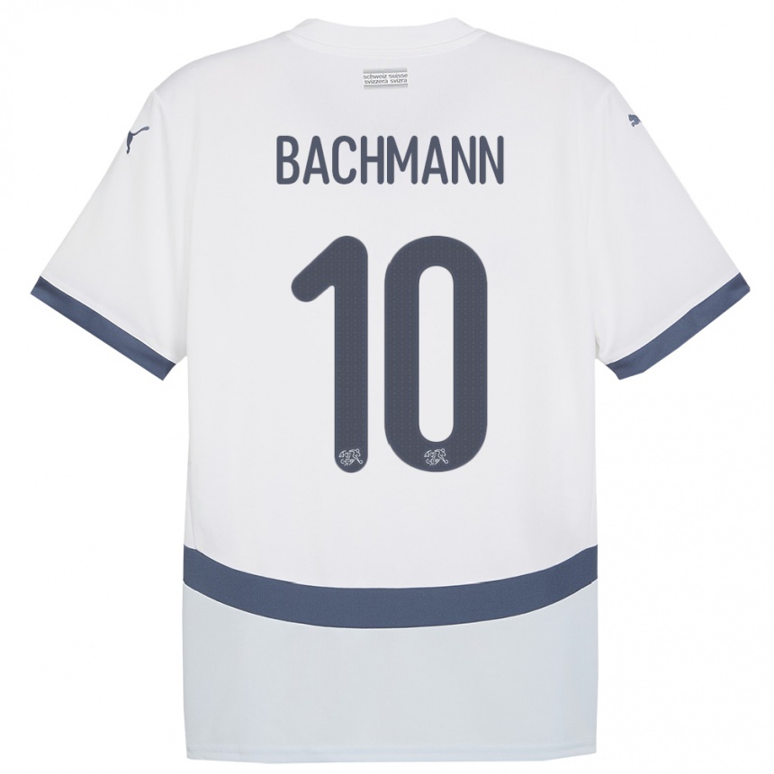 Women Football Switzerland Ramona Bachmann #10 White Away Jersey 24-26 T-Shirt