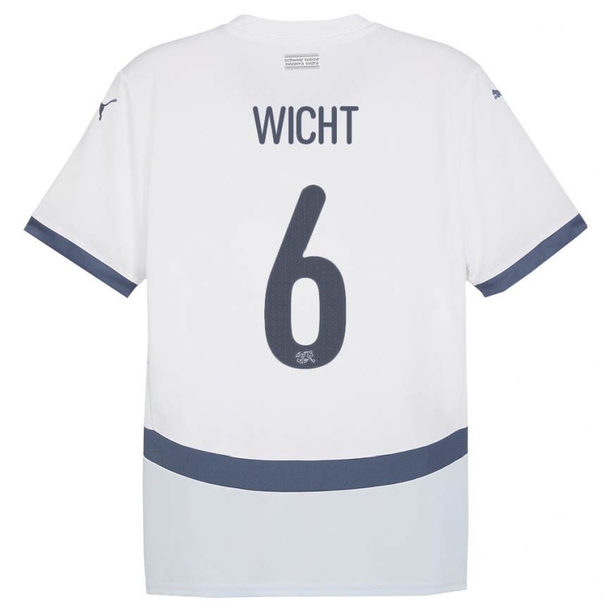 Women Football Switzerland Nathan Wicht #6 White Away Jersey 24-26 T-Shirt