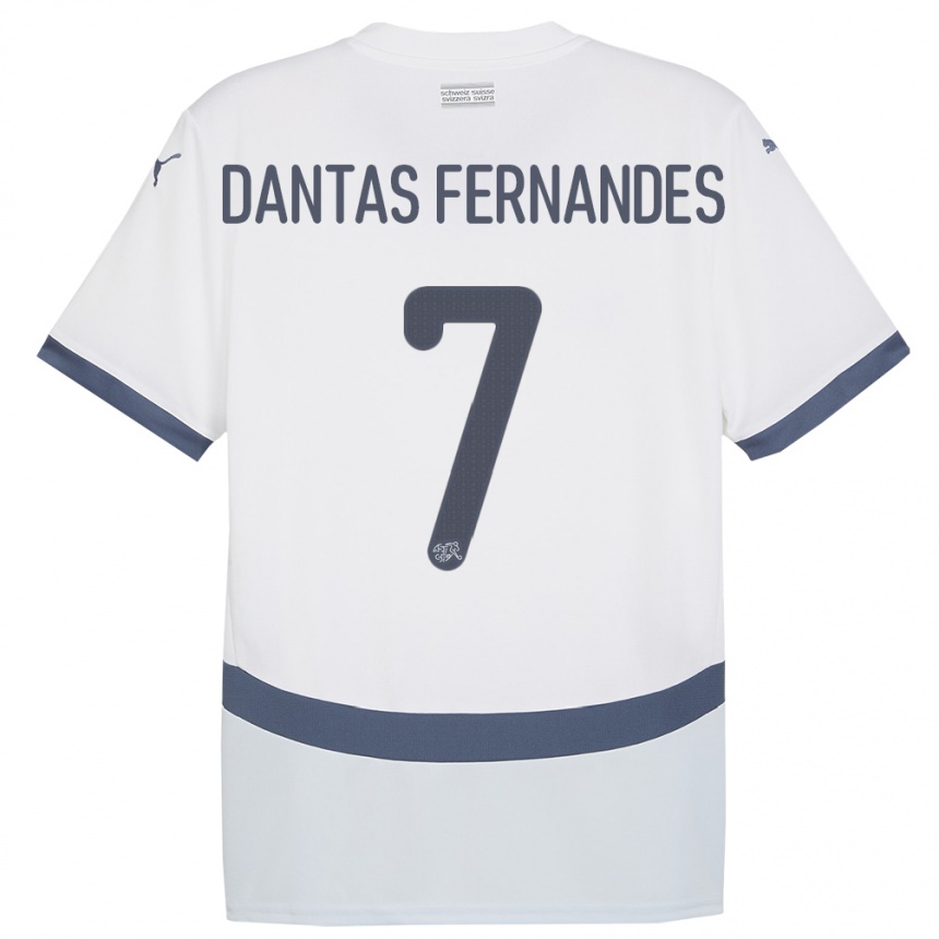 Women Football Switzerland Ronaldo Dantas Fernandes #7 White Away Jersey 24-26 T-Shirt