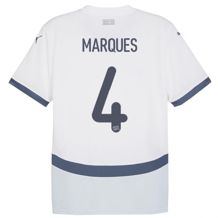 Women Football Switzerland Christian Marques #4 White Away Jersey 24-26 T-Shirt