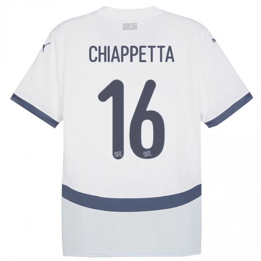 Women Football Switzerland Carmine Chiappetta #16 White Away Jersey 24-26 T-Shirt