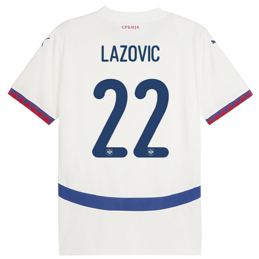 Women Football Serbia Darko Lazovic #22 White Away Jersey 24-26 T-Shirt