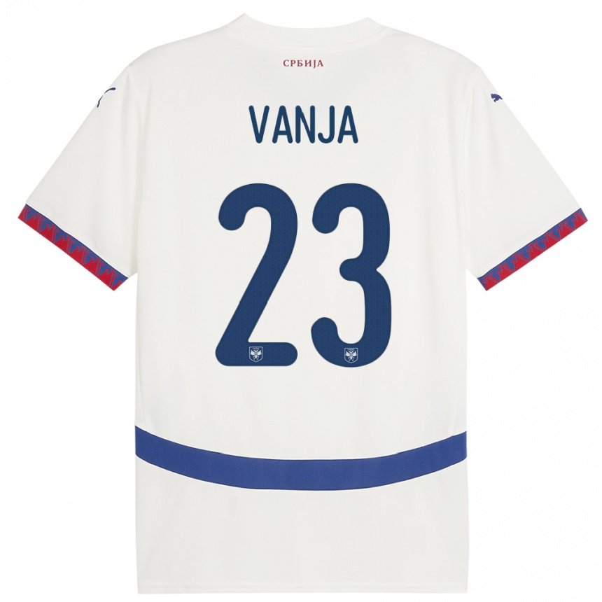 Women Football Serbia Vanja Milinkovic-Savic #23 White Away Jersey 24-26 T-Shirt