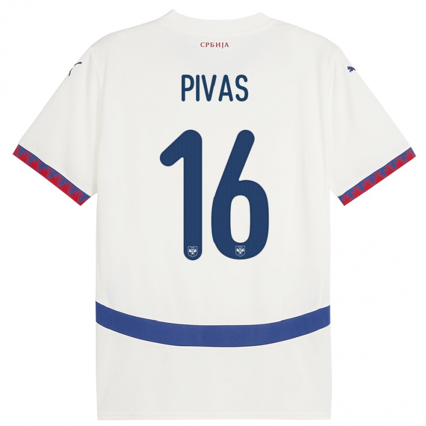 Women Football Serbia Miodrag Pivas #16 White Away Jersey 24-26 T-Shirt