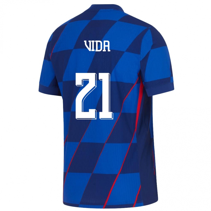 Women Football Croatia Domagoj Vida #21 Blue Away Jersey 24-26 T-Shirt