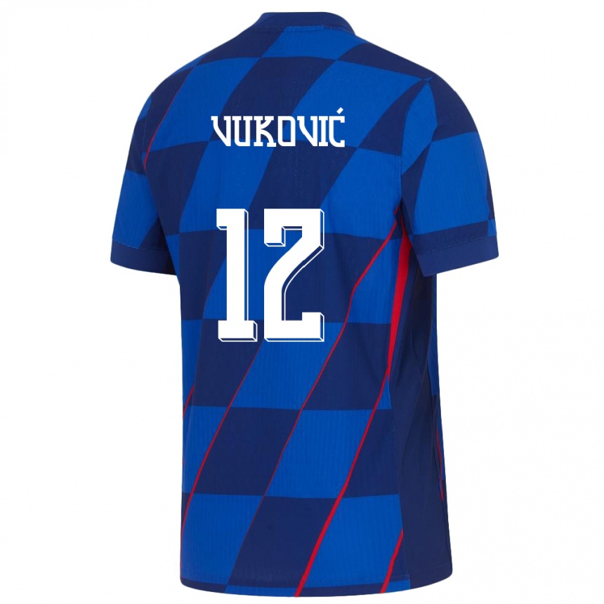 Women Football Croatia Ante Vukovic #12 Blue Away Jersey 24-26 T-Shirt