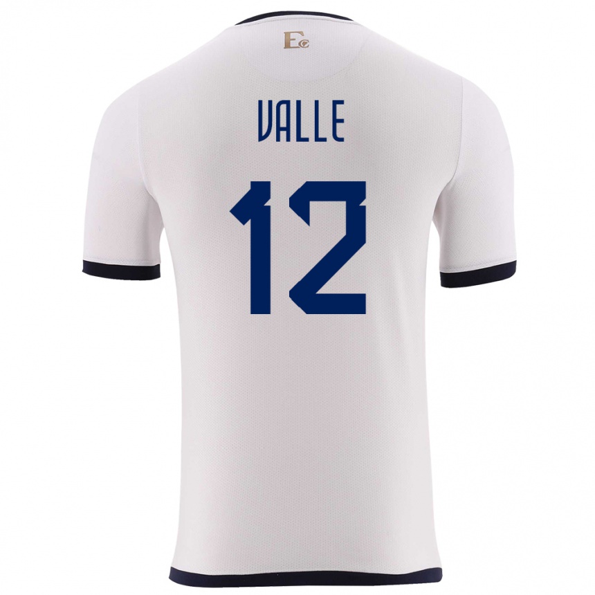 Women Football Ecuador Gonzalo Valle #12 White Away Jersey 24-26 T-Shirt