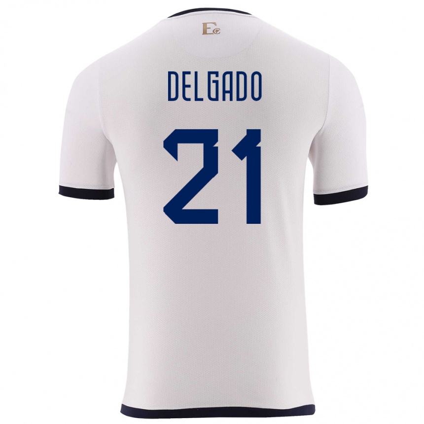 Women Football Ecuador Patrickson Delgado #21 White Away Jersey 24-26 T-Shirt