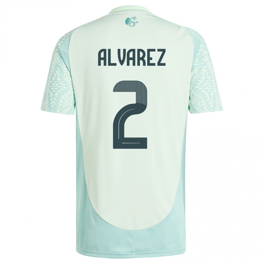 Women Football Mexico Kevin Alvarez #2 Linen Green Away Jersey 24-26 T-Shirt
