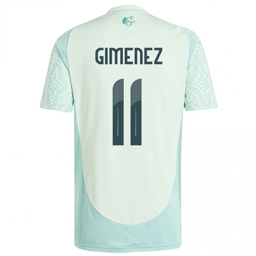 Women Football Mexico Santiago Gimenez #11 Linen Green Away Jersey 24-26 T-Shirt