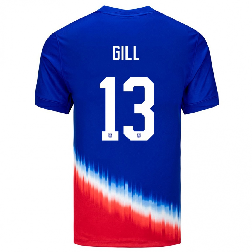 Women Football United States Adrian Gill #13 Blue Away Jersey 24-26 T-Shirt