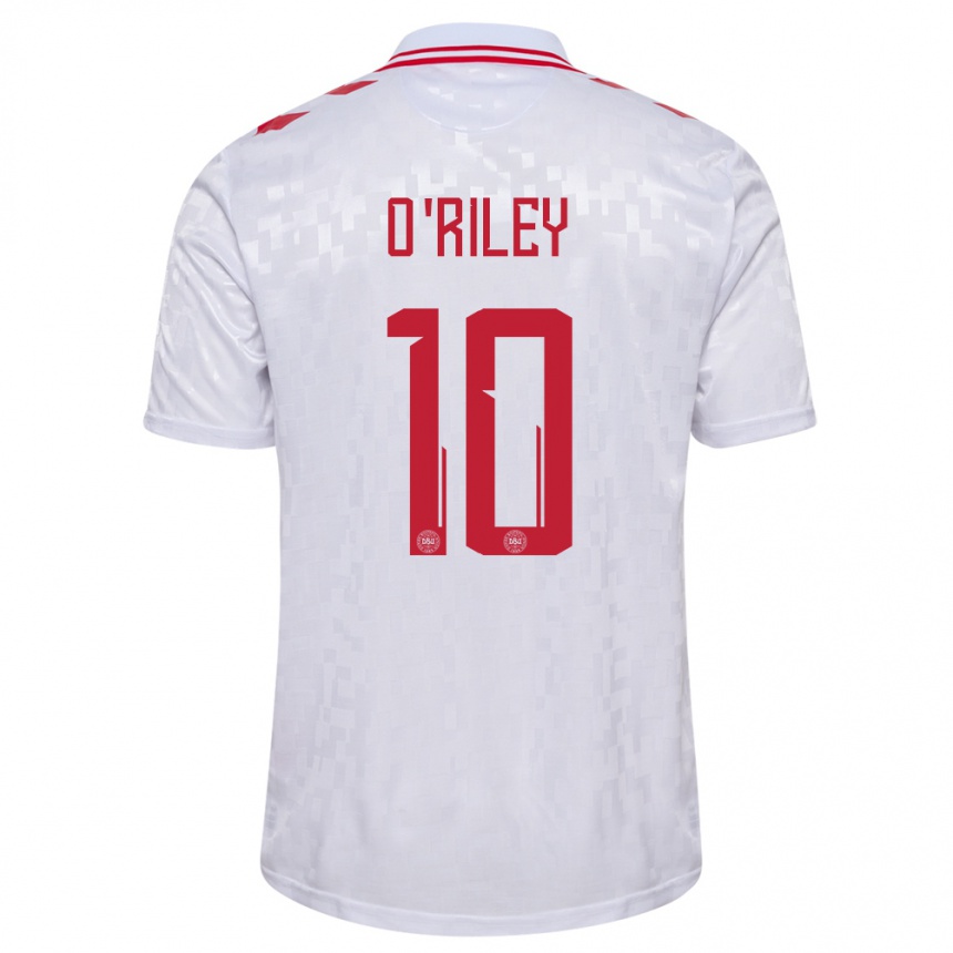 Women Football Denmark Matt O Riley #10 White Away Jersey 24-26 T-Shirt