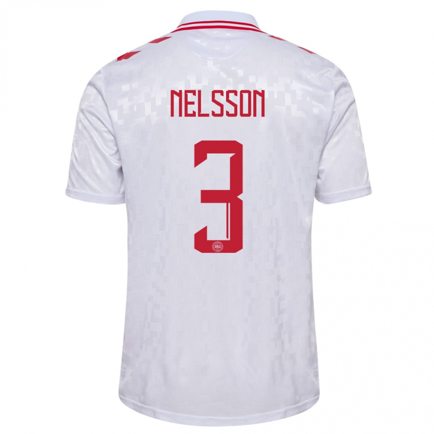 Women Football Denmark Victor Nelsson #3 White Away Jersey 24-26 T-Shirt