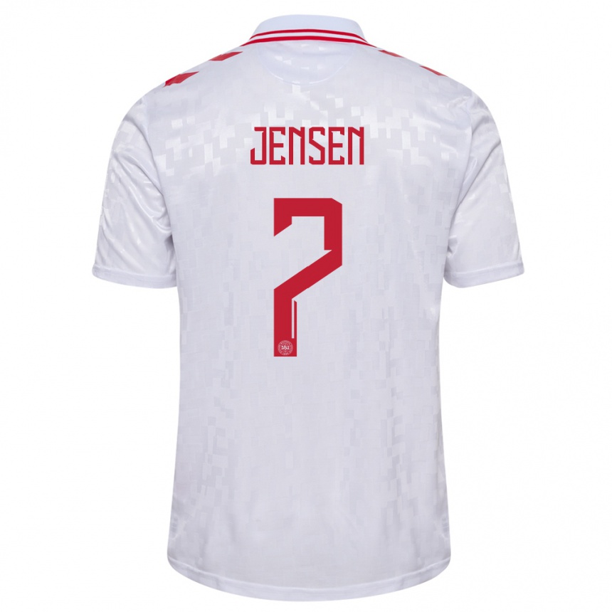 Women Football Denmark Mathias Jensen #7 White Away Jersey 24-26 T-Shirt
