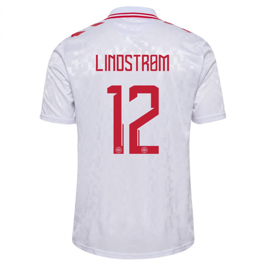 Women Football Denmark Jesper Lindstrom #12 White Away Jersey 24-26 T-Shirt