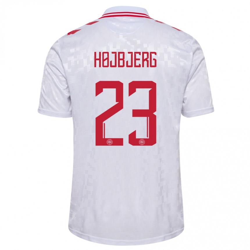 Women Football Denmark Pierre Emile Hojbjerg #23 White Away Jersey 24-26 T-Shirt