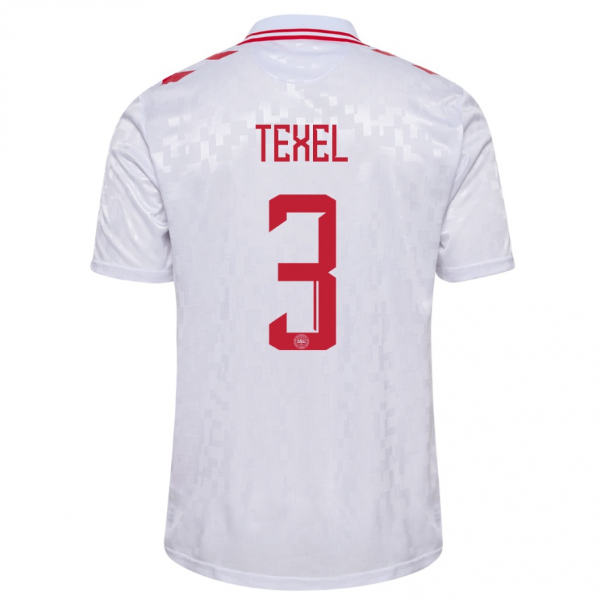 Women Football Denmark Pontus Texel #3 White Away Jersey 24-26 T-Shirt