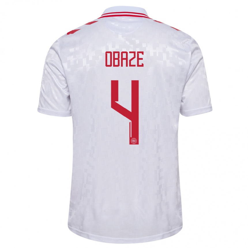 Women Football Denmark Isabella Obaze #4 White Away Jersey 24-26 T-Shirt