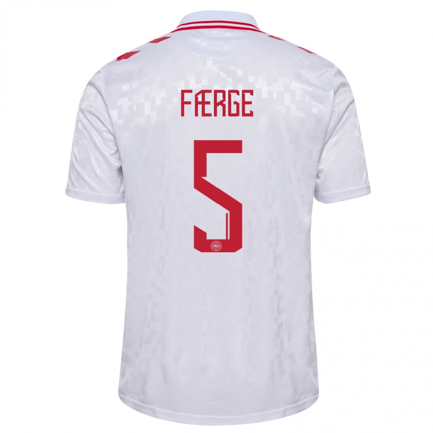 Women Football Denmark Emma Farge #5 White Away Jersey 24-26 T-Shirt