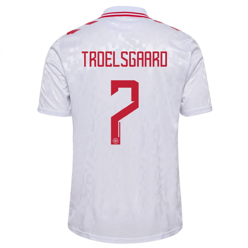 Women Football Denmark Sanne Troelsgaard #7 White Away Jersey 24-26 T-Shirt