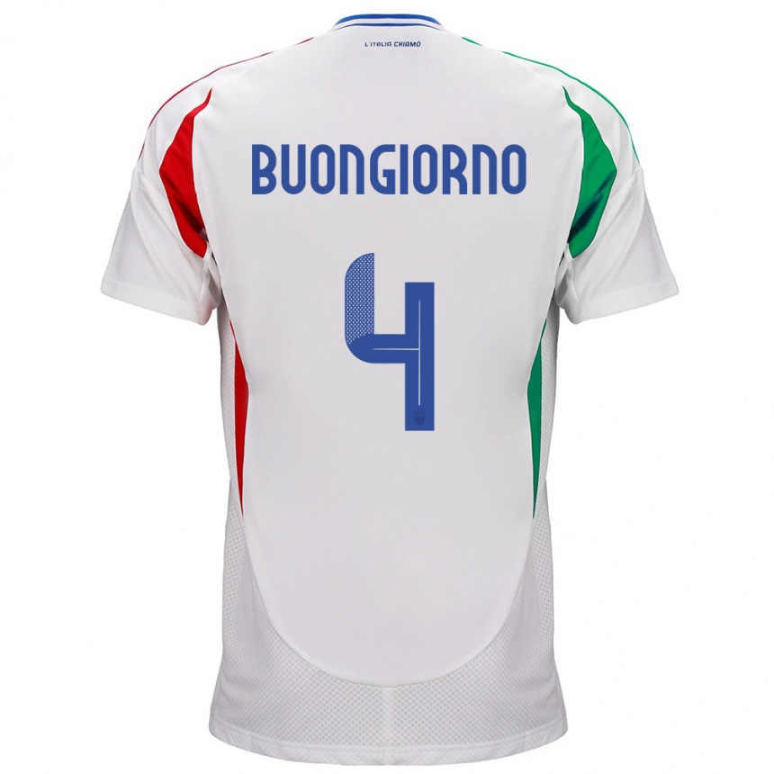 Women Football Italy Alessandro Buongiorno #4 White Away Jersey 24-26 T-Shirt