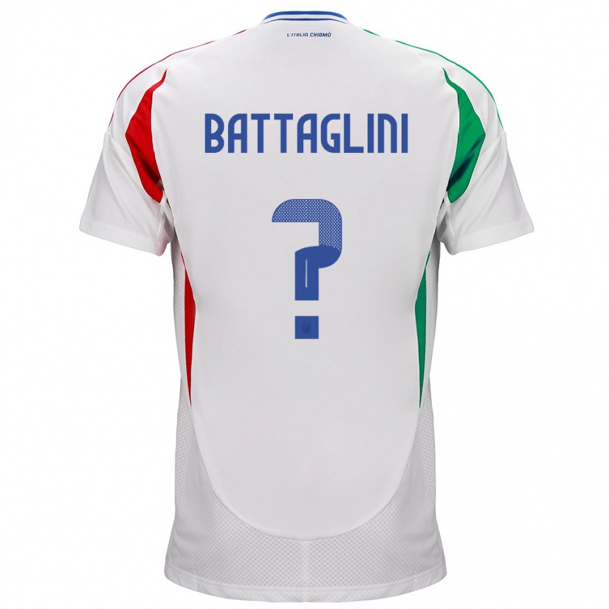 Women Football Italy Pietro Battaglini #0 White Away Jersey 24-26 T-Shirt