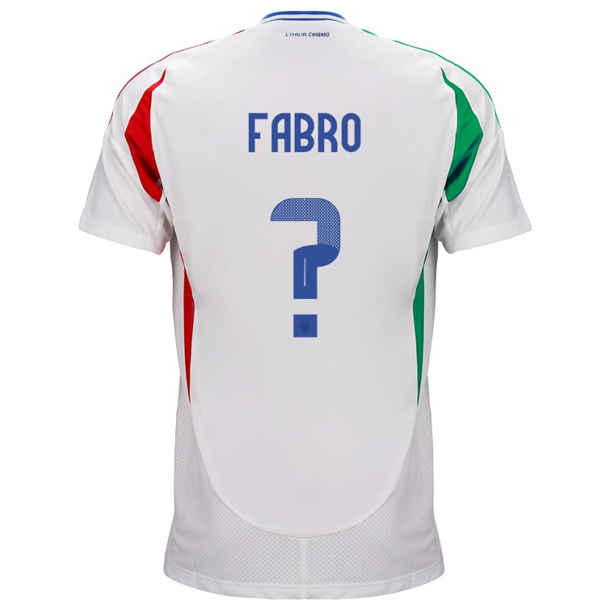 Women Football Italy Jacopo Del Fabro #0 White Away Jersey 24-26 T-Shirt