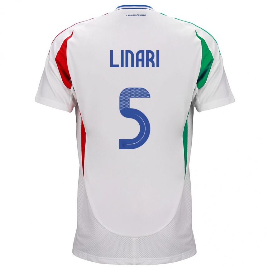 Women Football Italy Elena Linari #5 White Away Jersey 24-26 T-Shirt