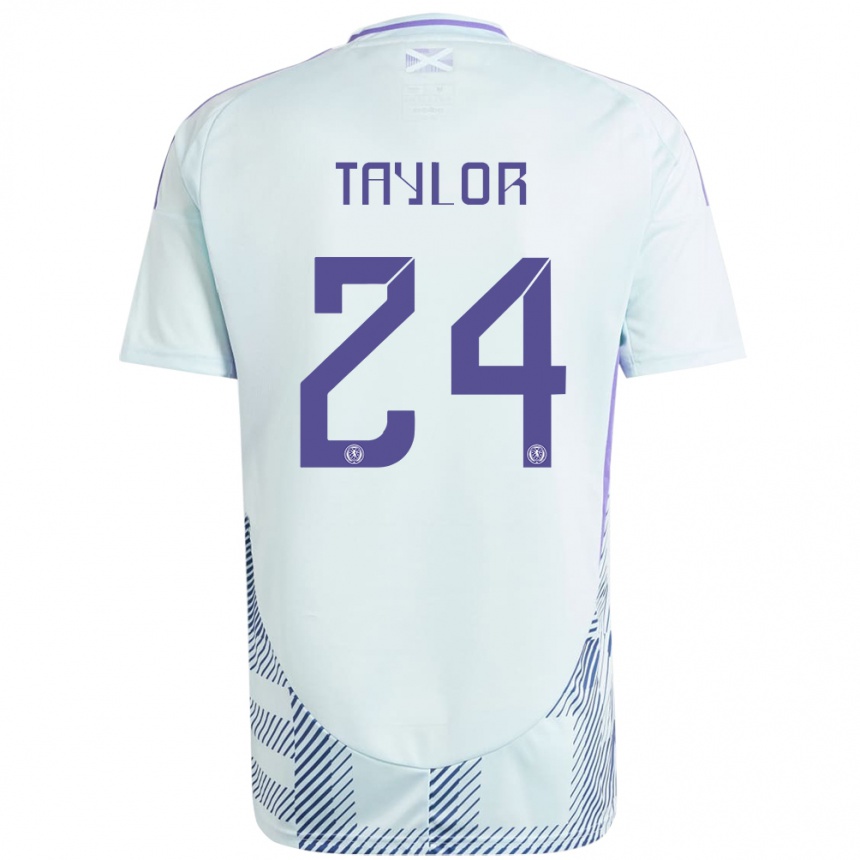 Women Football Scotland Greg Taylor #24 Light Mint Blue Away Jersey 24-26 T-Shirt