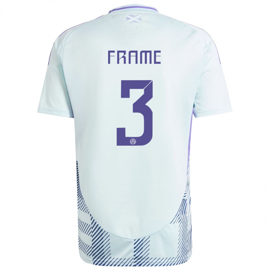 Women Football Scotland Mitchel Frame #3 Light Mint Blue Away Jersey 24-26 T-Shirt