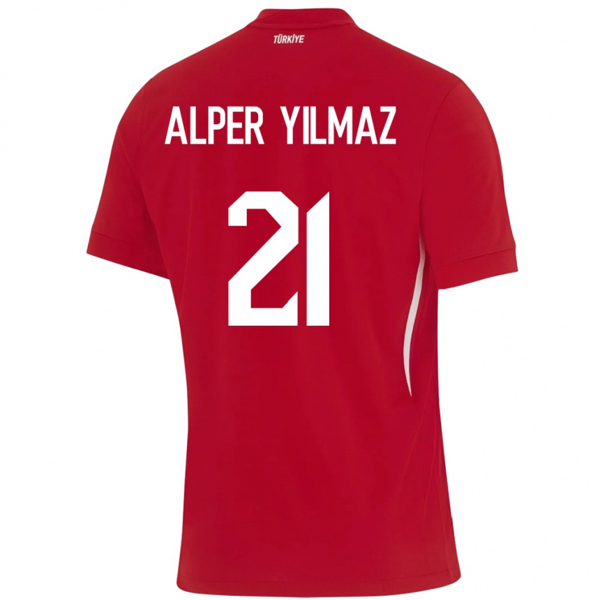 Women Football Turkey Barış Alper Yılmaz #21 Red Away Jersey 24-26 T-Shirt