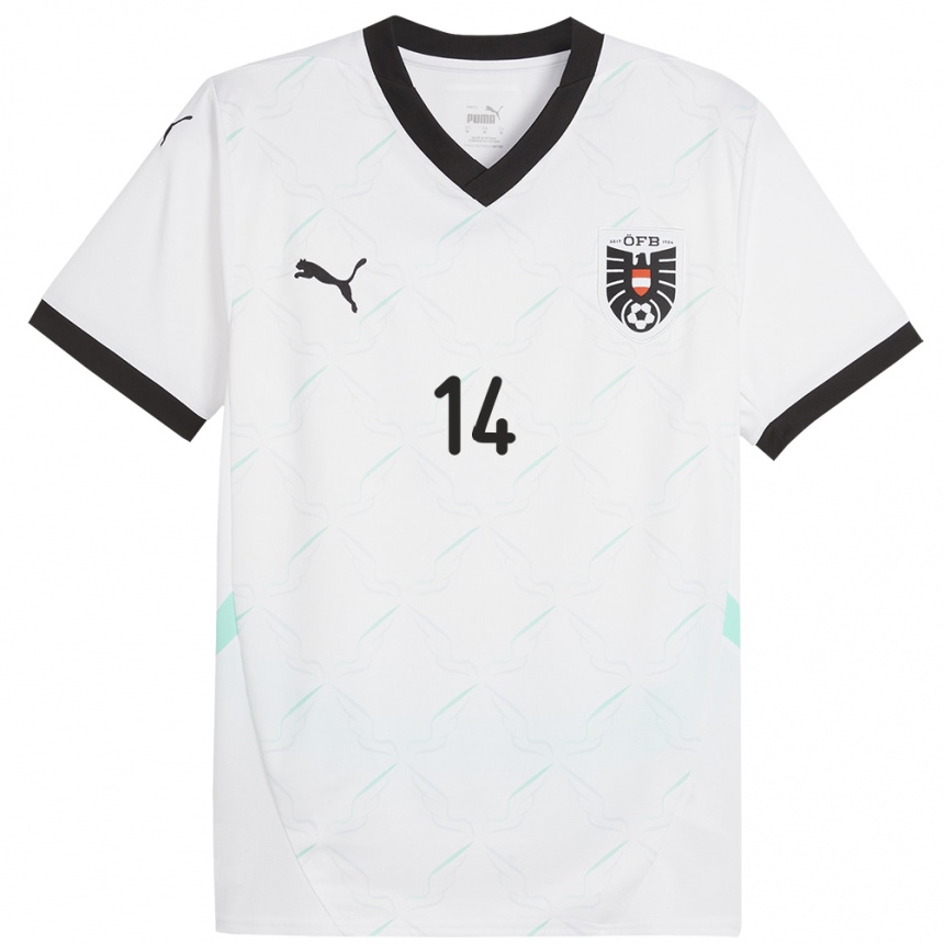 Women Football Austria Leopold Querfeld #14 White Away Jersey 24-26 T-Shirt