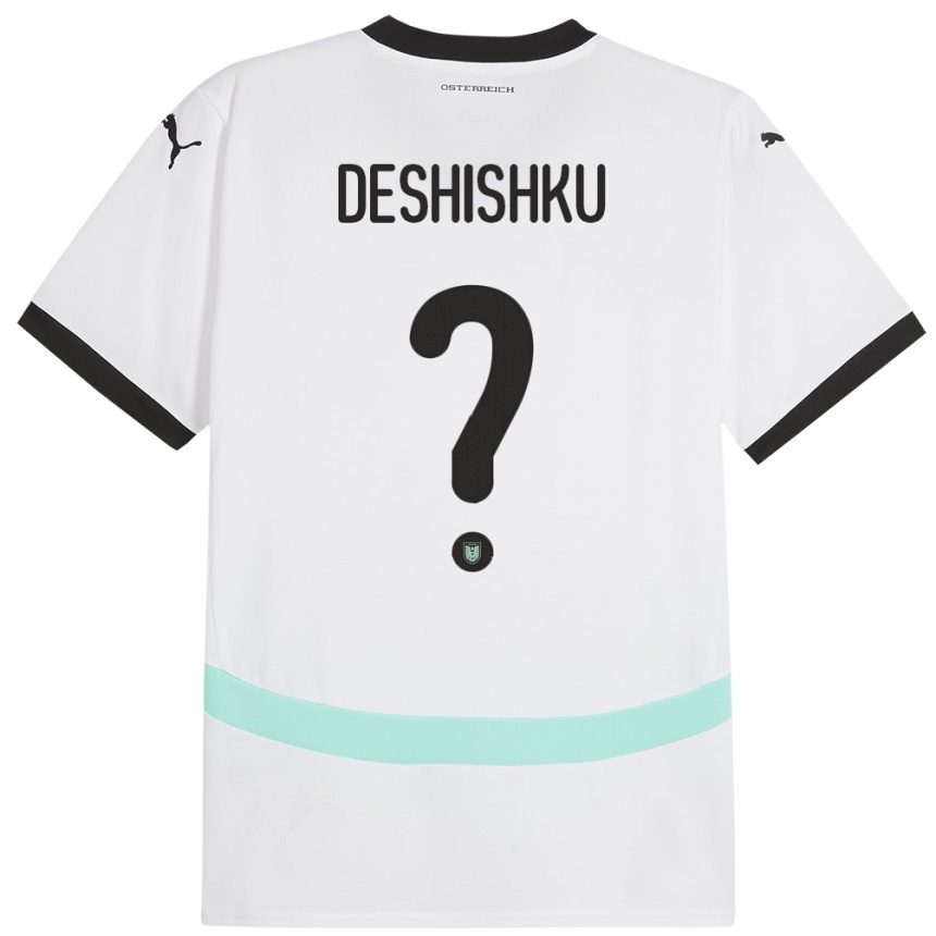 Women Football Austria Hasan Deshishku #0 White Away Jersey 24-26 T-Shirt