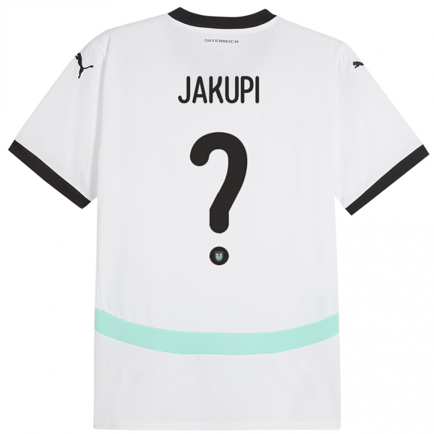 Women Football Austria Edin Jakupi #0 White Away Jersey 24-26 T-Shirt